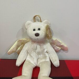 White Angel Bear Plush with Gold Wings